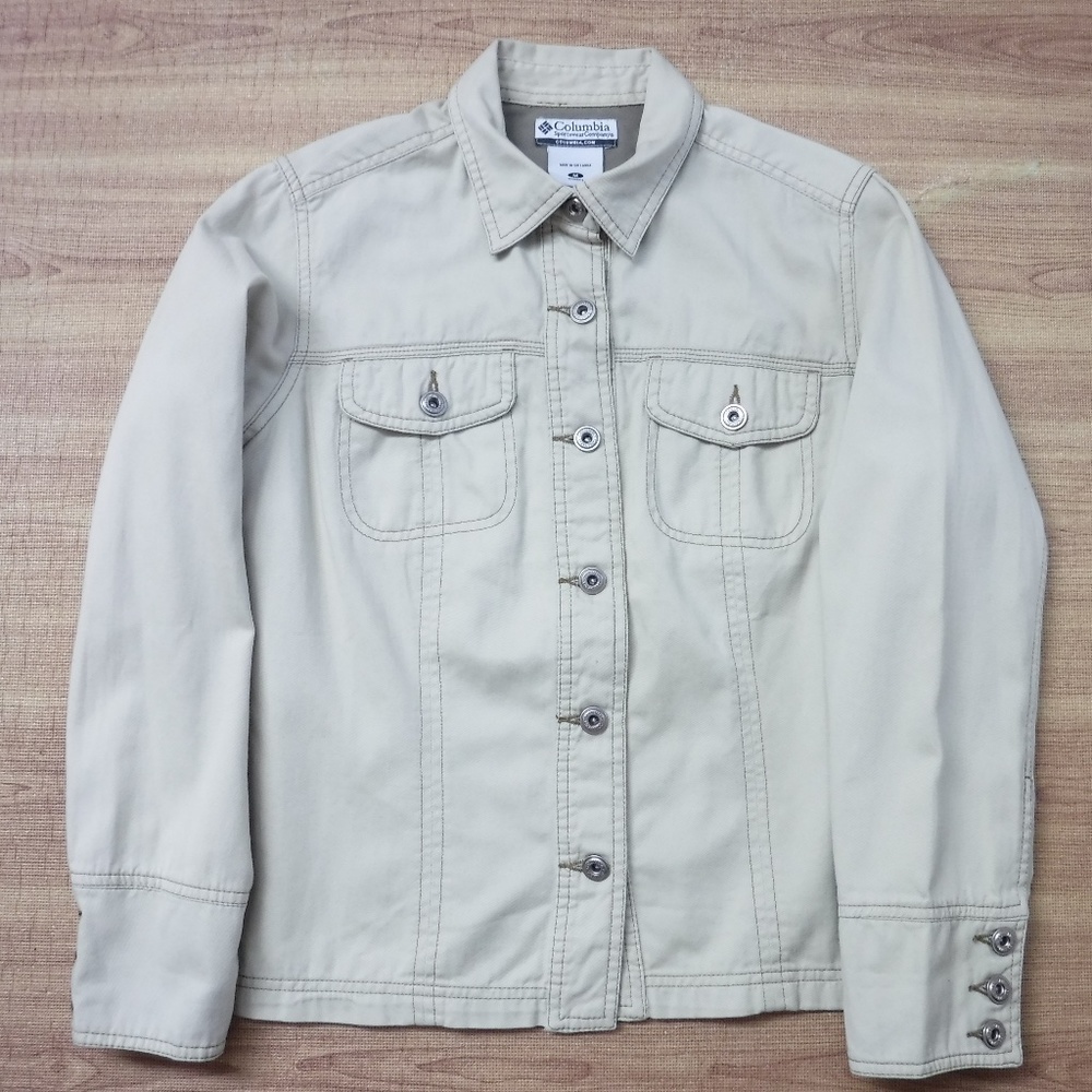 Columbia Beige Button Up Collared Jacket - image 7